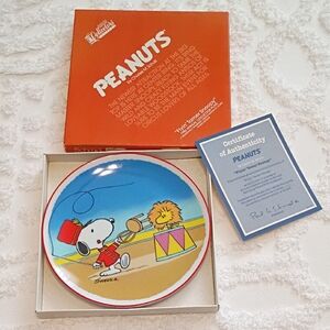 Vintage Peanuts Flyin' Tamer Snoopy Collectors Plate Certificate Of Authenticity